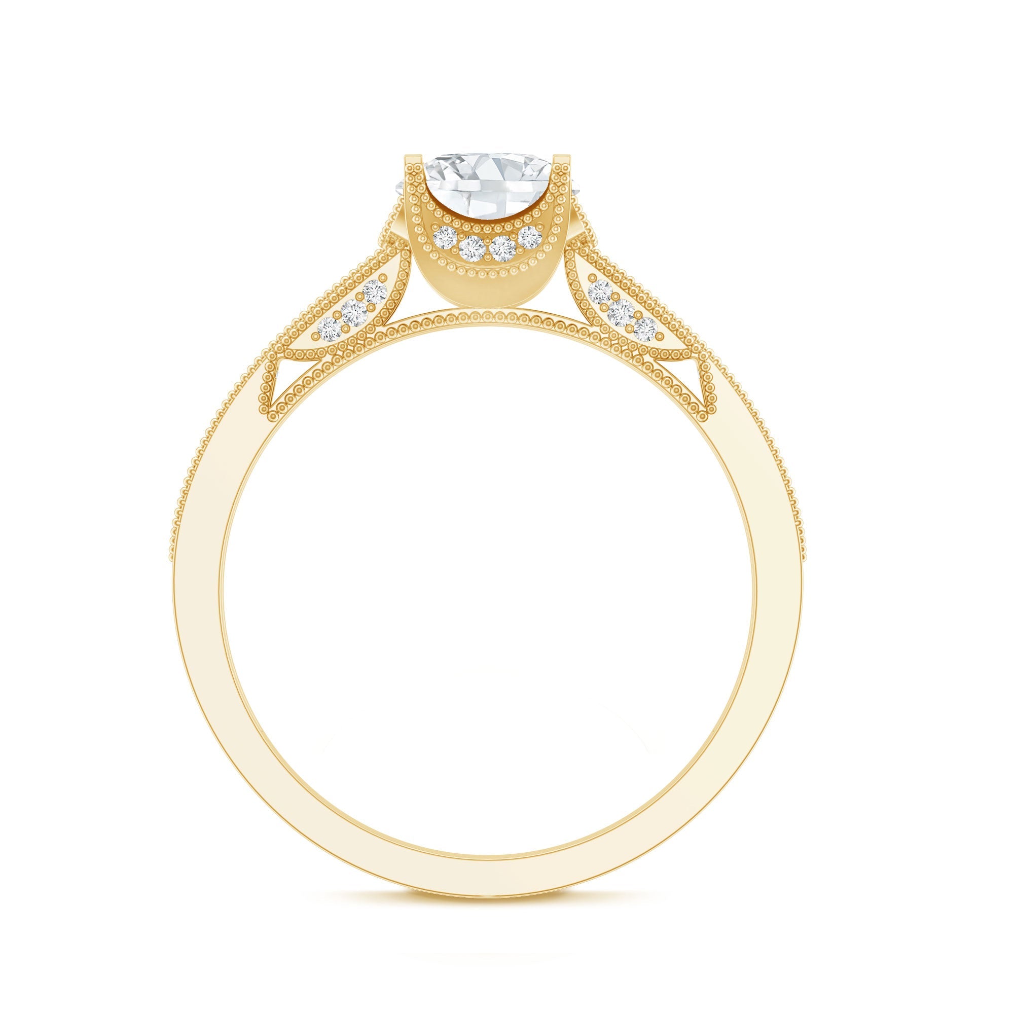 Certified Lab Grown Diamond 6 MM Round Engagement Ring With Side Stones
