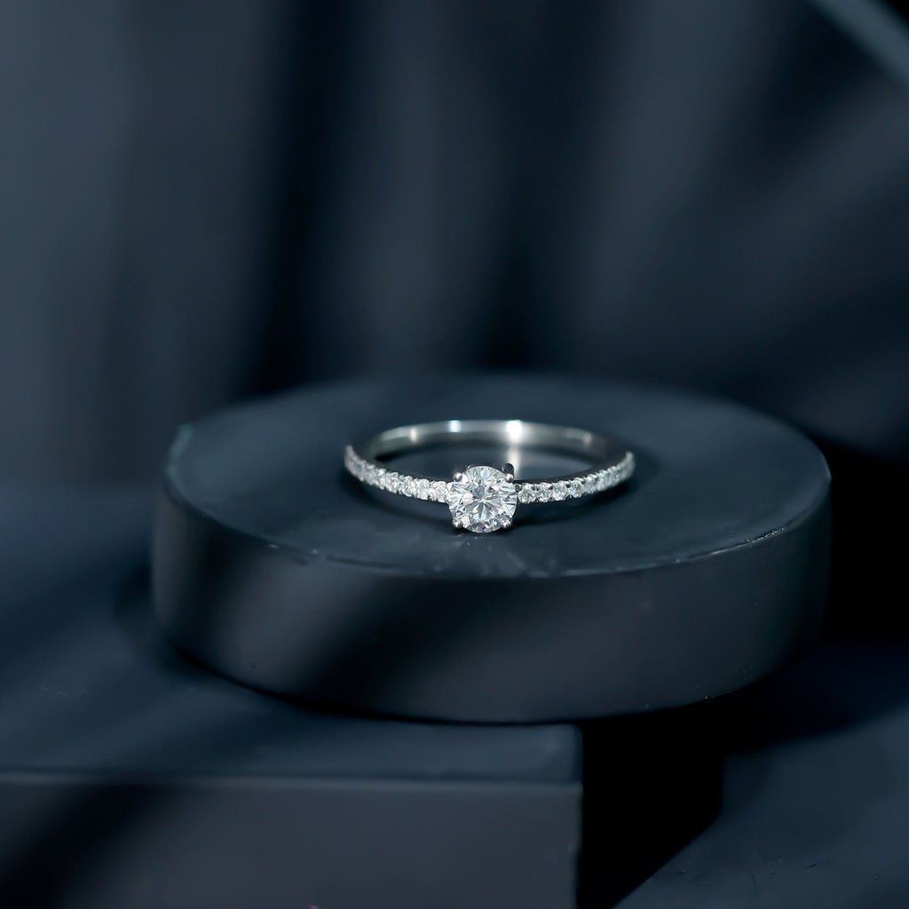 Certified 5 MM Lab Grown Diamond Engagement Ring With Side Stones
