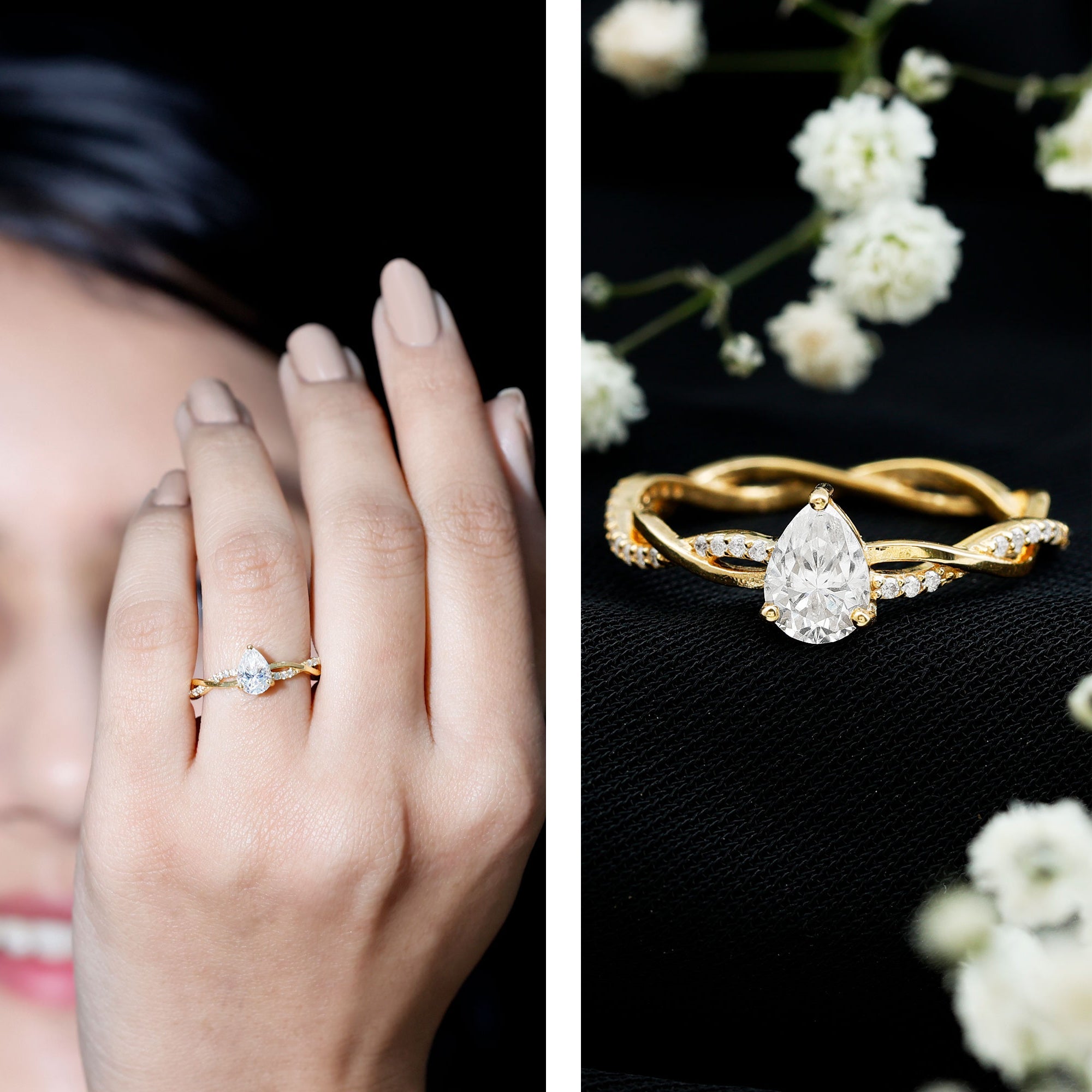 Lab Grown Diamond 5X7 MM Pear Shaped Engagement Ring