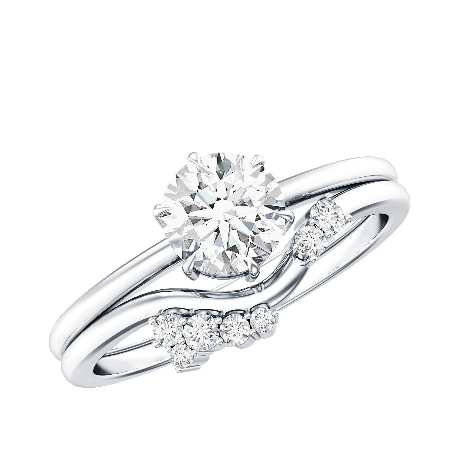 Certified 6 MM Lab Grown Diamond Designer Bridal Ring Set