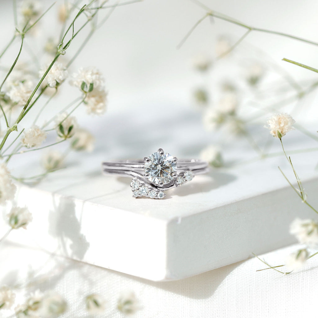 Certified 6 MM Lab Grown Diamond Designer Bridal Ring Set