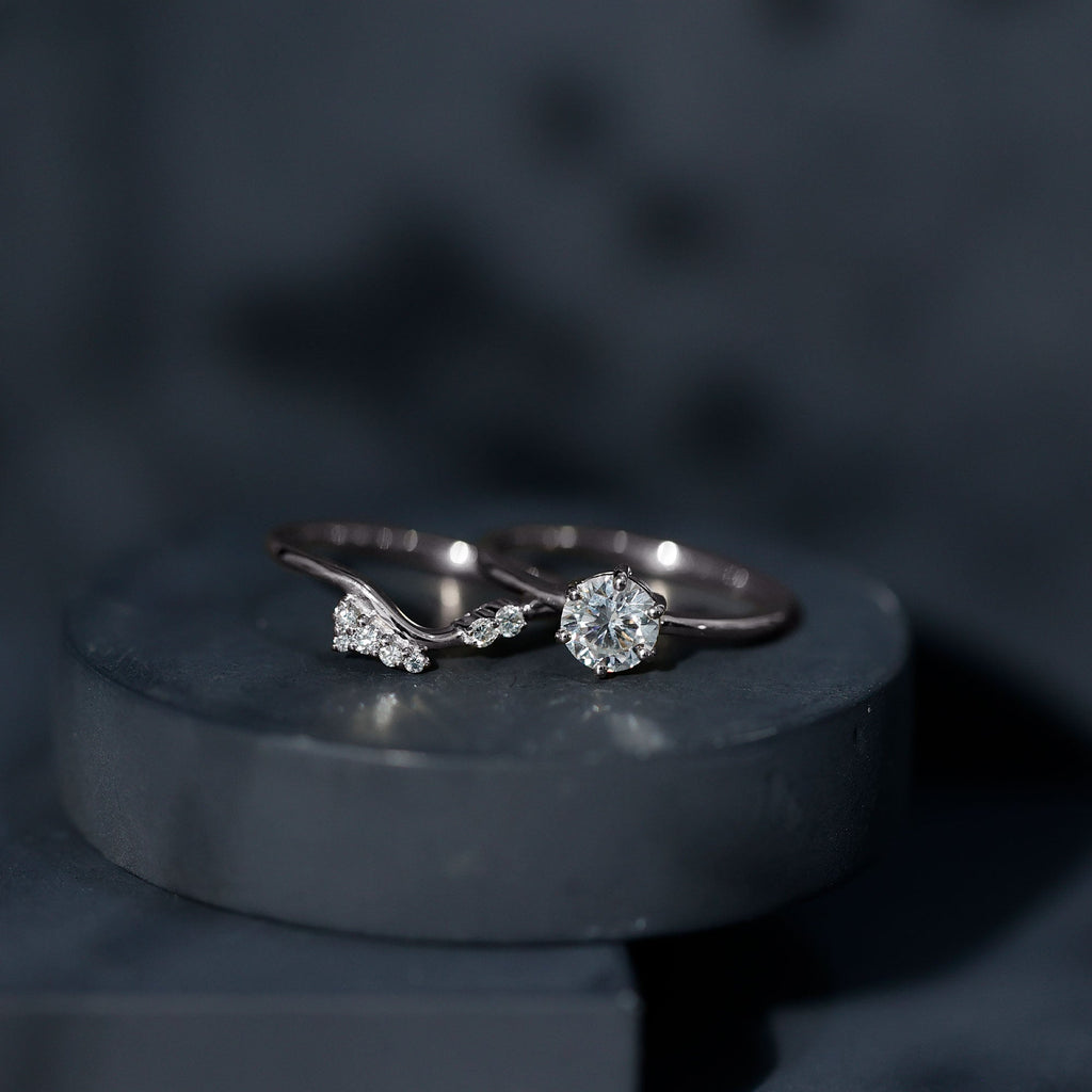 Certified 6 MM Lab Grown Diamond Designer Bridal Ring Set