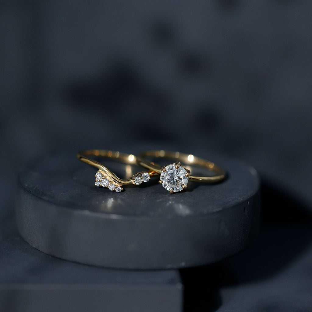 Certified 6 MM Lab Grown Diamond Designer Bridal Ring Set