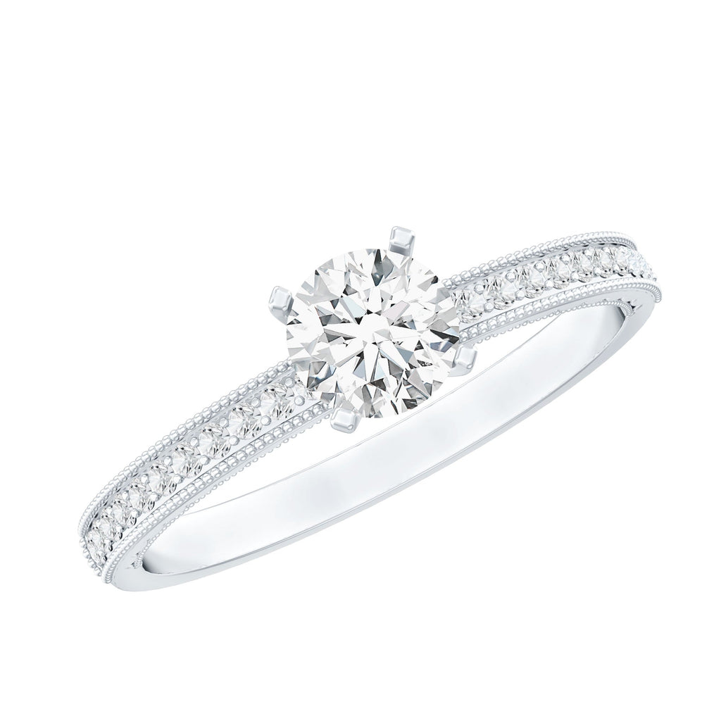 5MM Lab Grown Diamond Engagement Ring With Side Stones