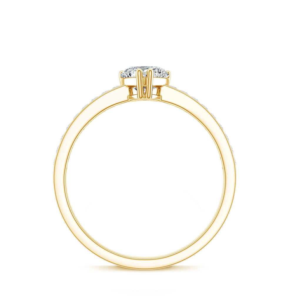 Lab Grown Diamond 5 MM Heart Engagement Ring With Side Stones