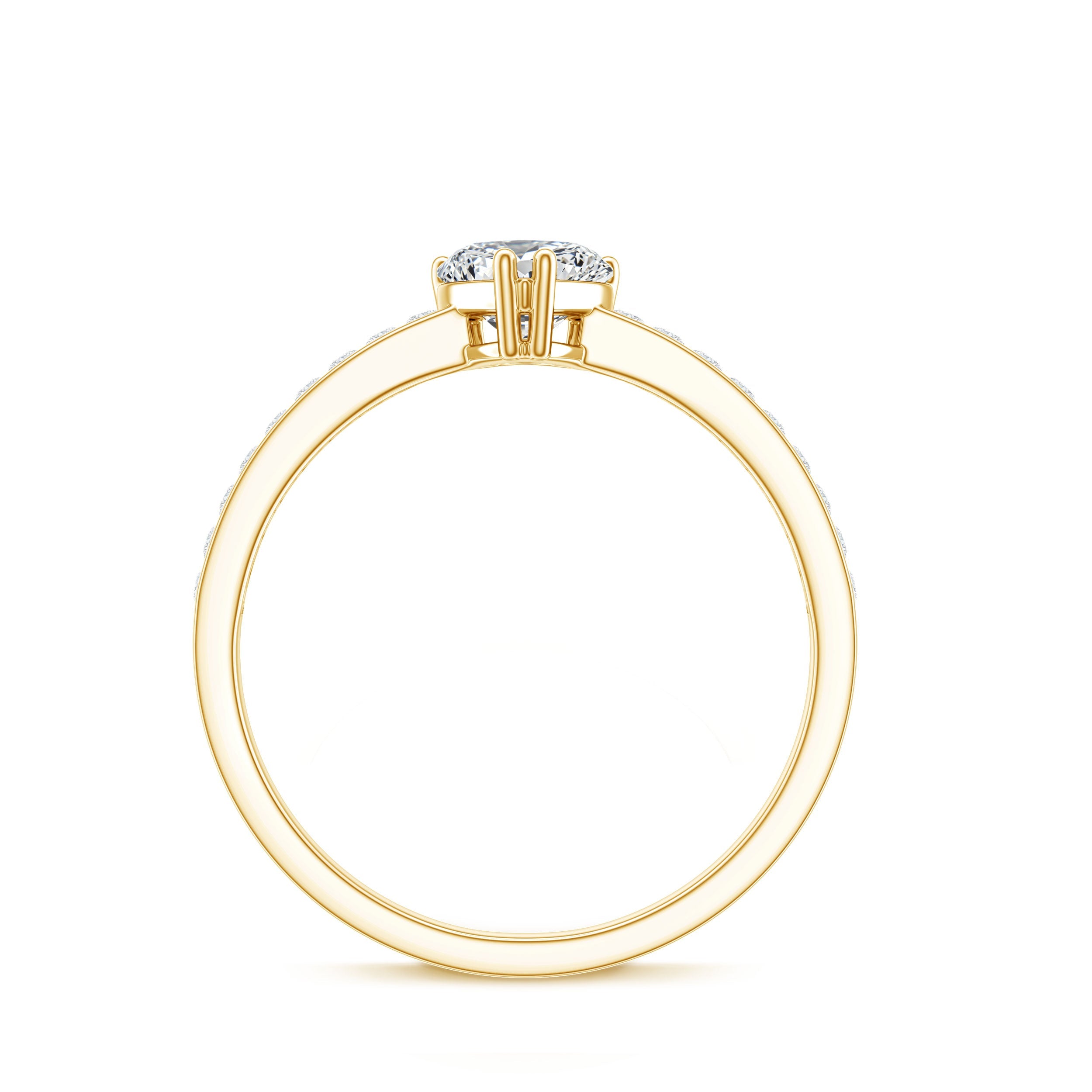 Lab Grown Diamond 5 MM Heart Engagement Ring With Side Stones
