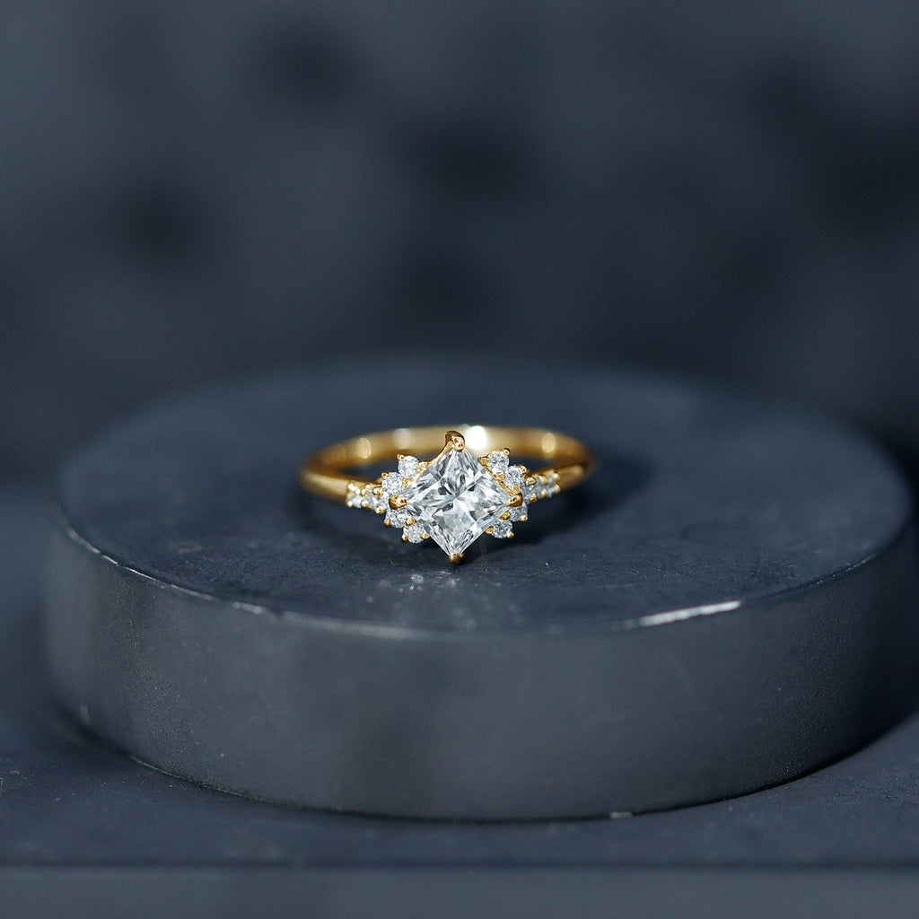 Certified 0.8 Carat Lab Grown Diamond Princess Cut Engagement Ring