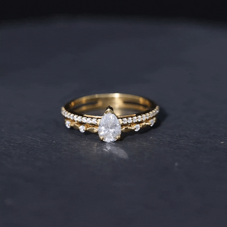 Certified Lab Grown Diamond 5X7 MM Teardrop Double Band Engagement Ring