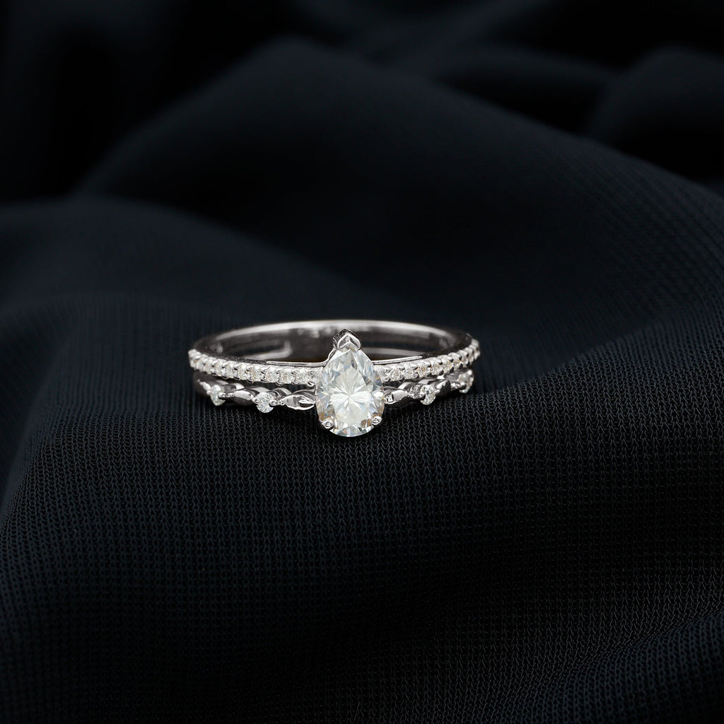 Certified Lab Grown Diamond 5X7 MM Teardrop Double Band Engagement Ring