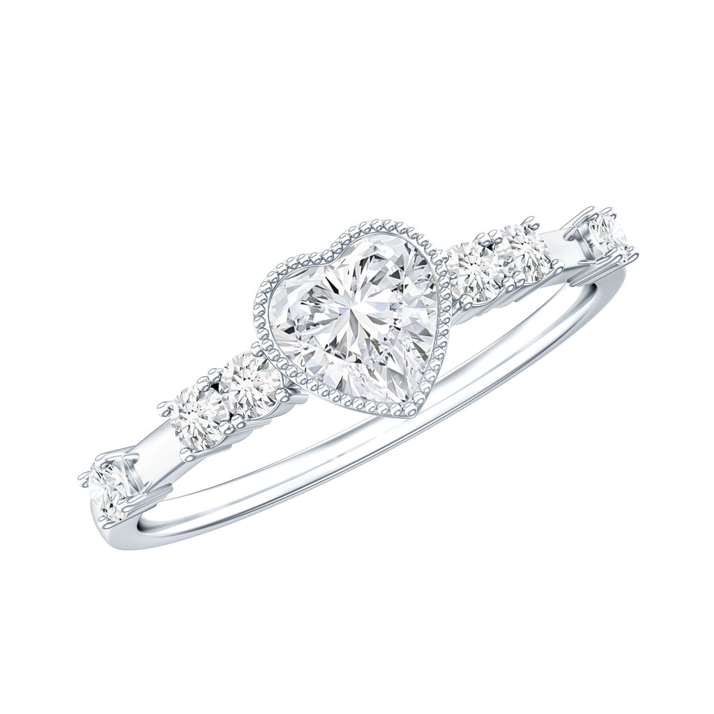 Bezel Set Lab Grown Diamond Heart Shaped Engagement Ring