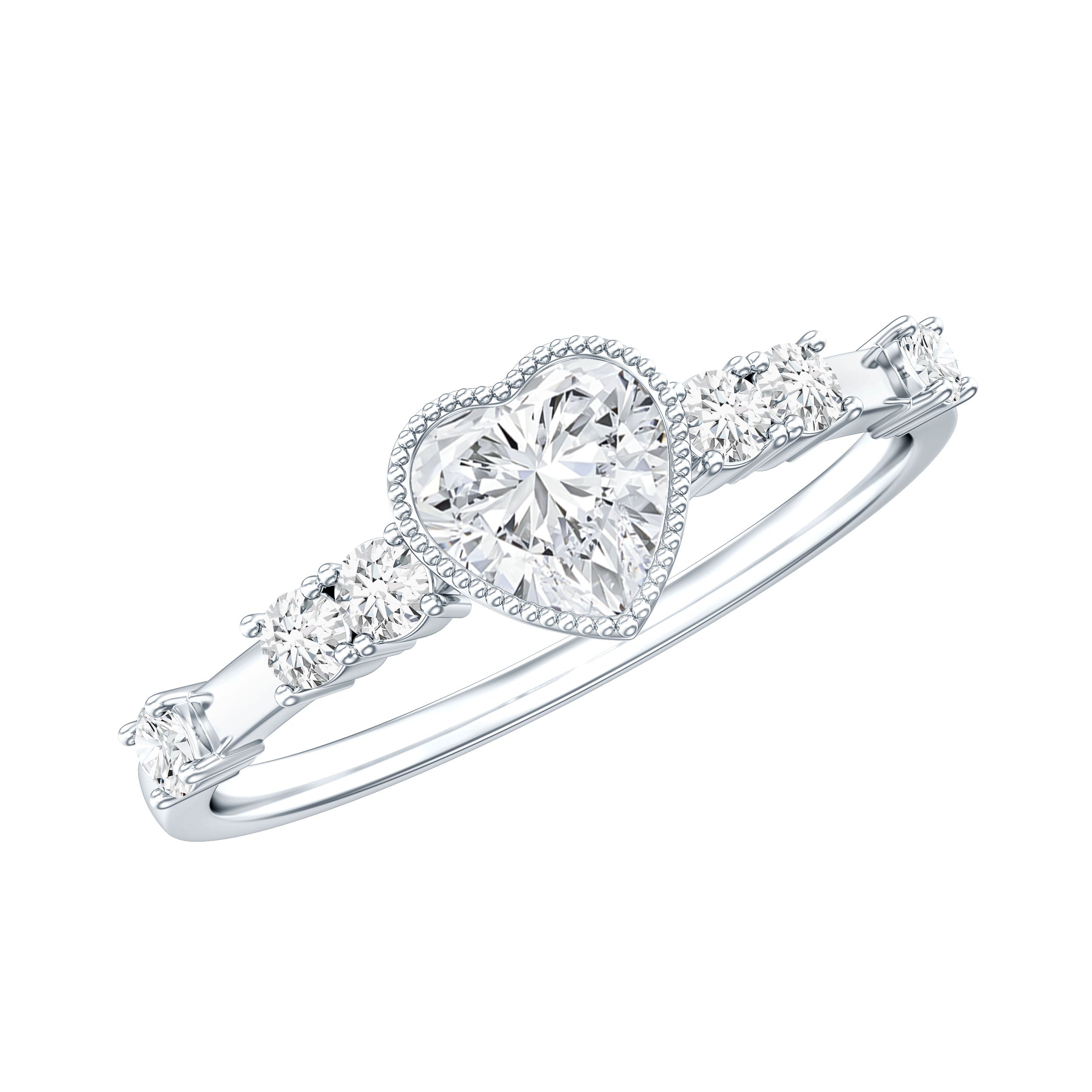 Bezel Set Lab Grown Diamond Heart Shaped Engagement Ring