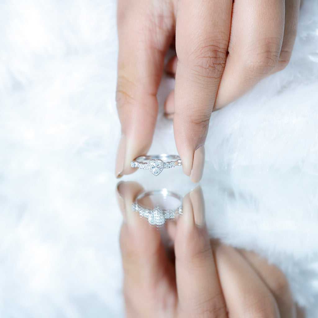 Bezel Set Lab Grown Diamond Heart Shaped Engagement Ring