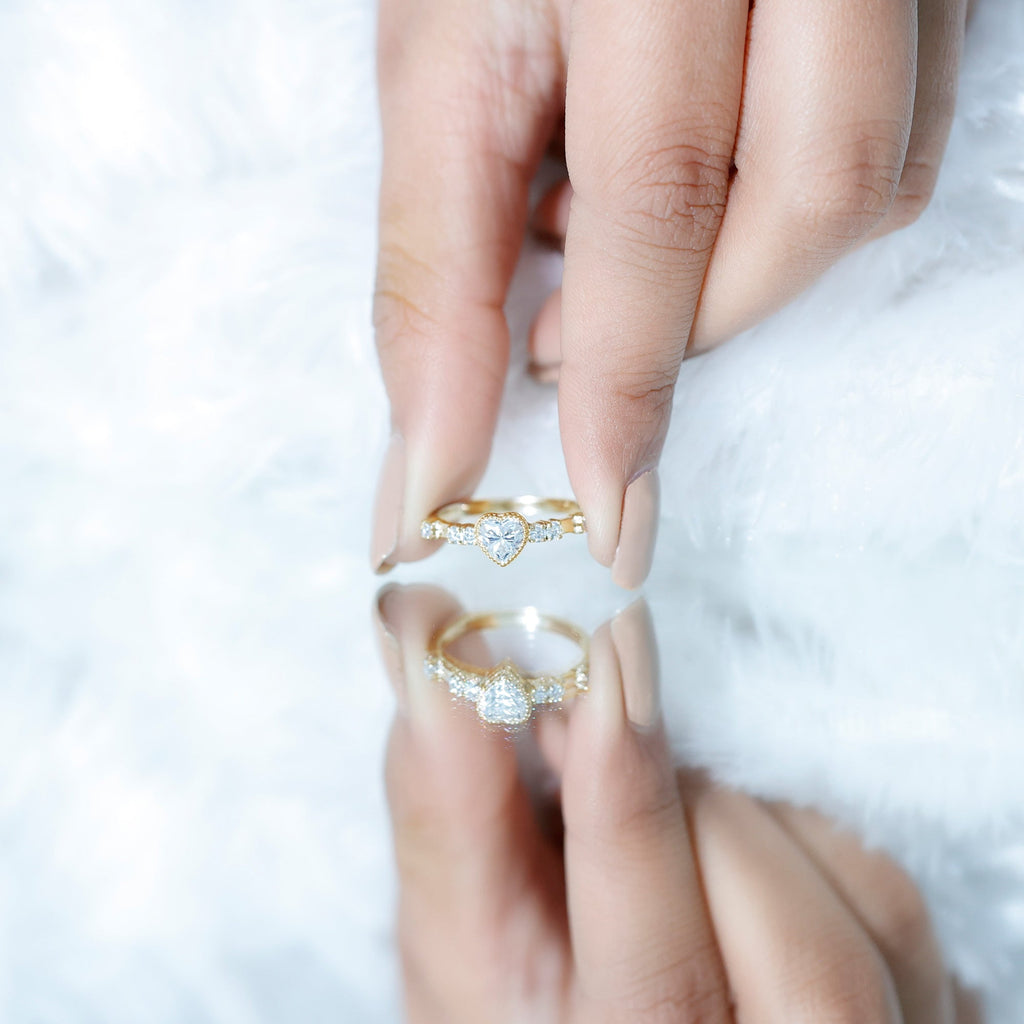Bezel Set Lab Grown Diamond Heart Shaped Engagement Ring
