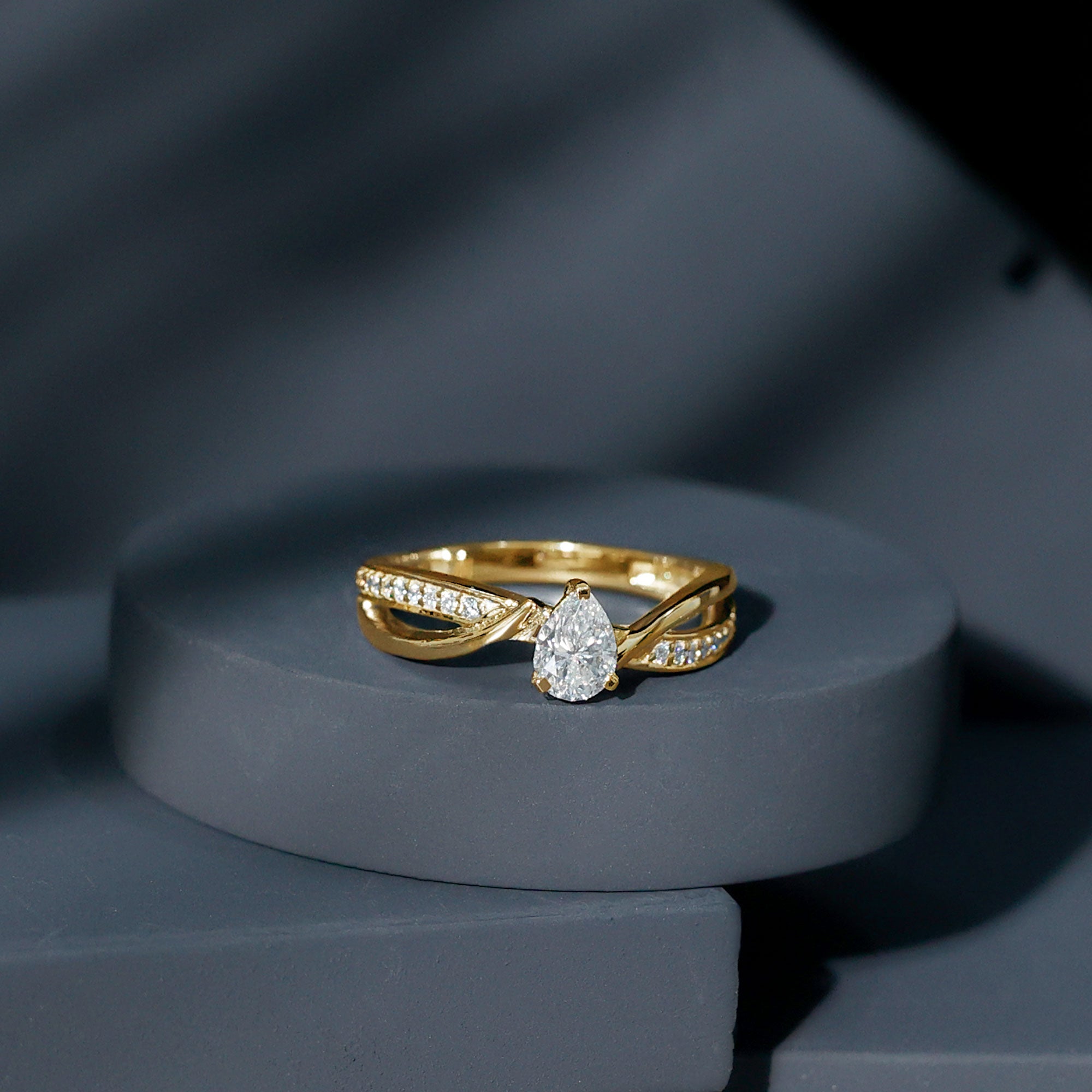 Certified Lab Grown Diamond 5X7 MM Pear Shaped Engagement Ring