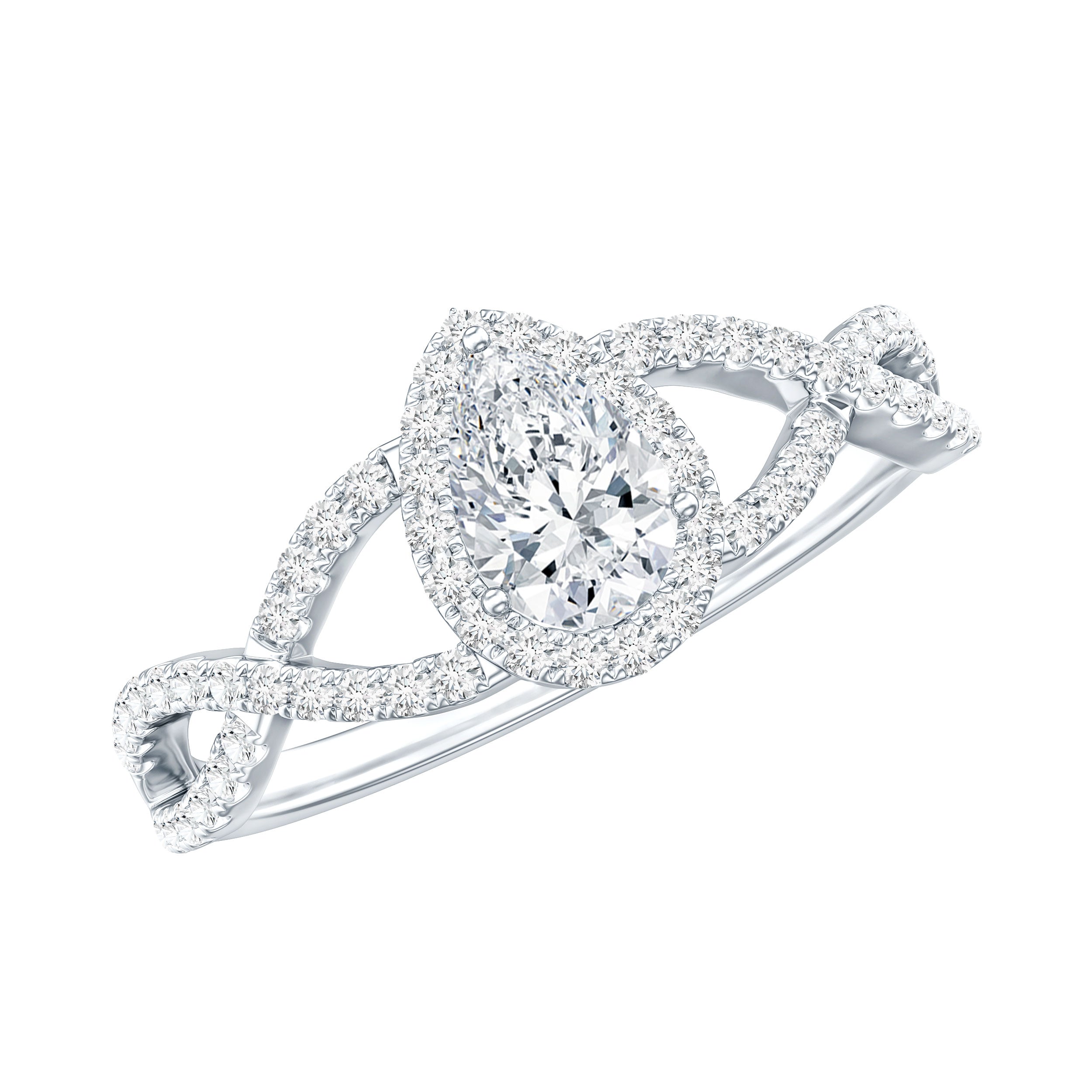 Lab Grown Diamond Teardrop Halo Engagement Ring For Women
