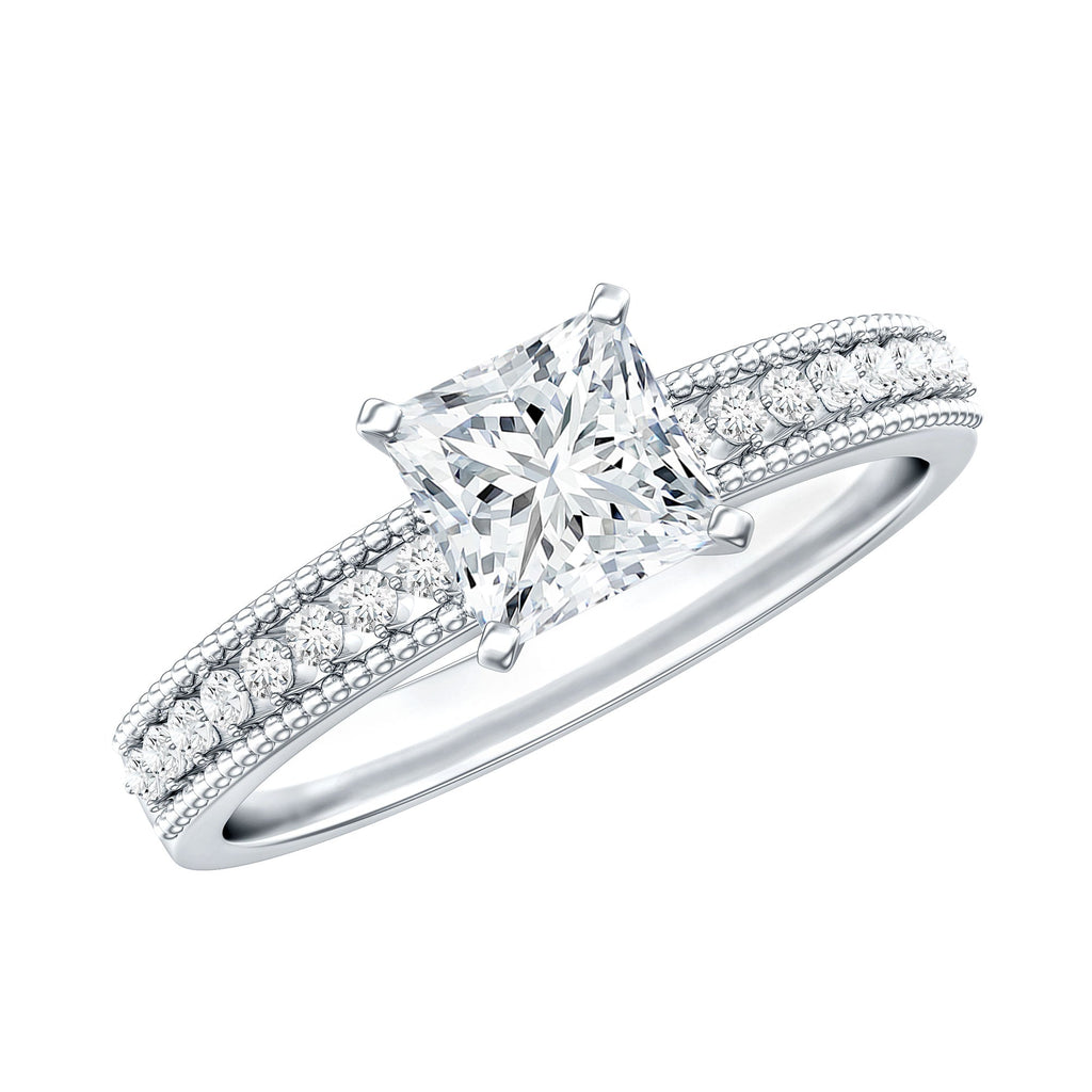 Certified Lab Grown Diamond 5 MM Princess Cut Engagement Ring For Women