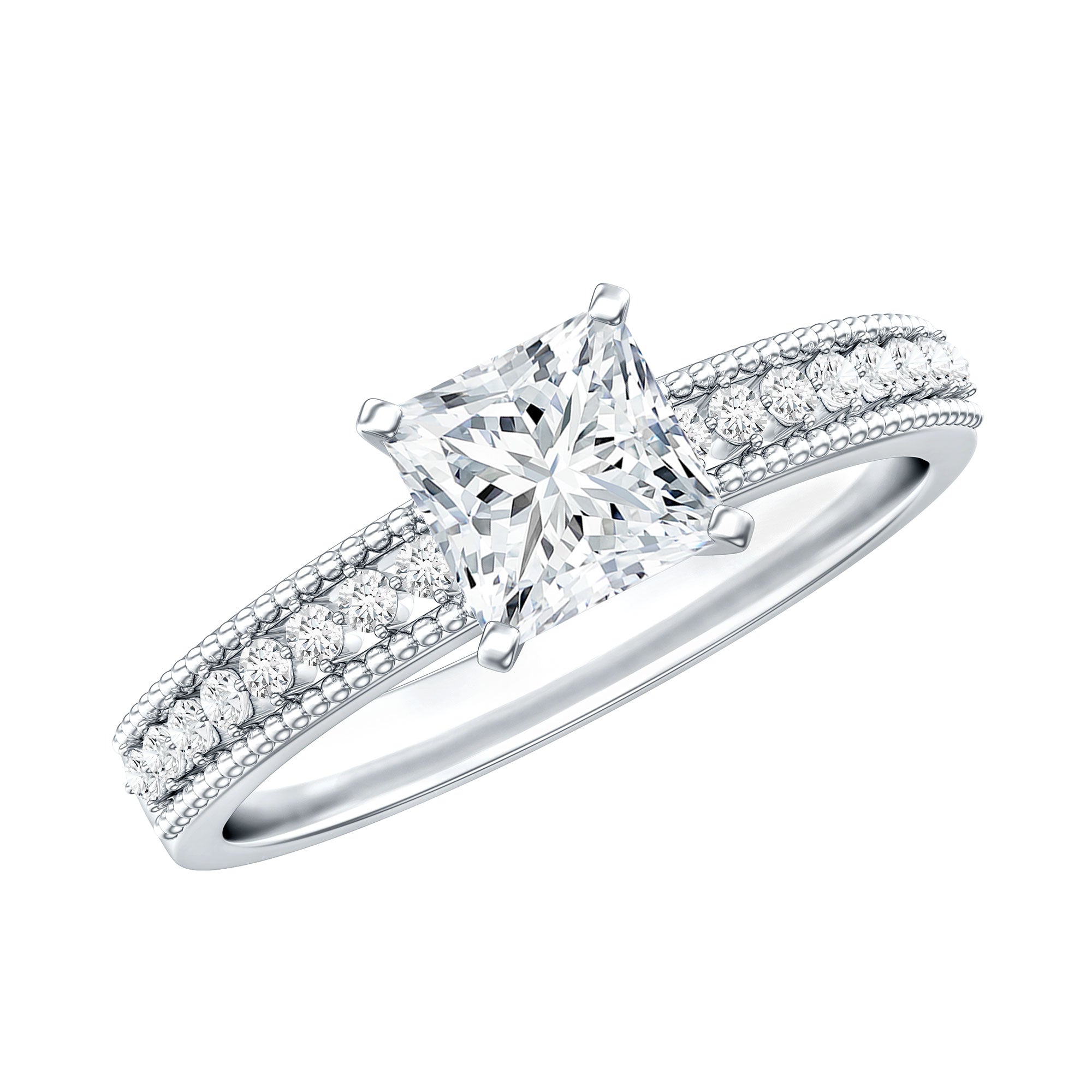 Certified Lab Grown Diamond 5 MM Princess Cut Engagement Ring For Women