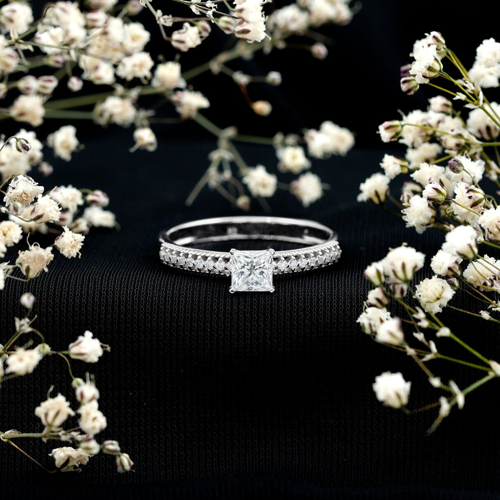 Certified Lab Grown Diamond 5 MM Princess Cut Engagement Ring For Women