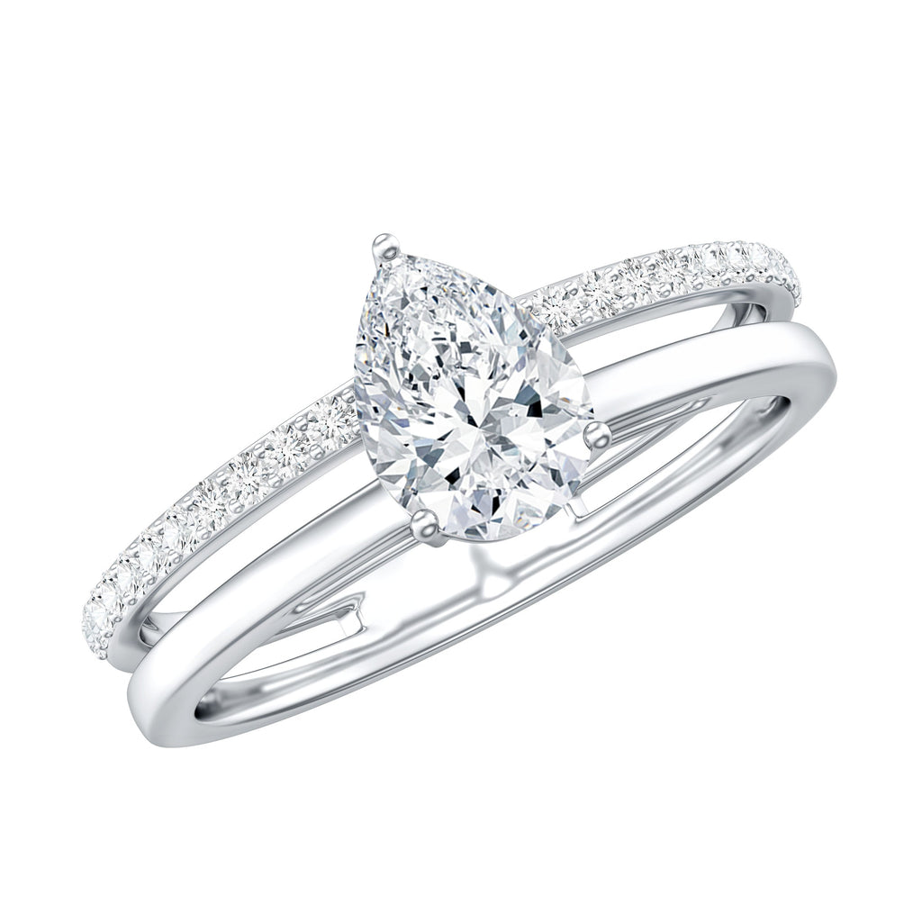 Lab Grown Diamond Pear Shaped Solitaire Engagement Ring