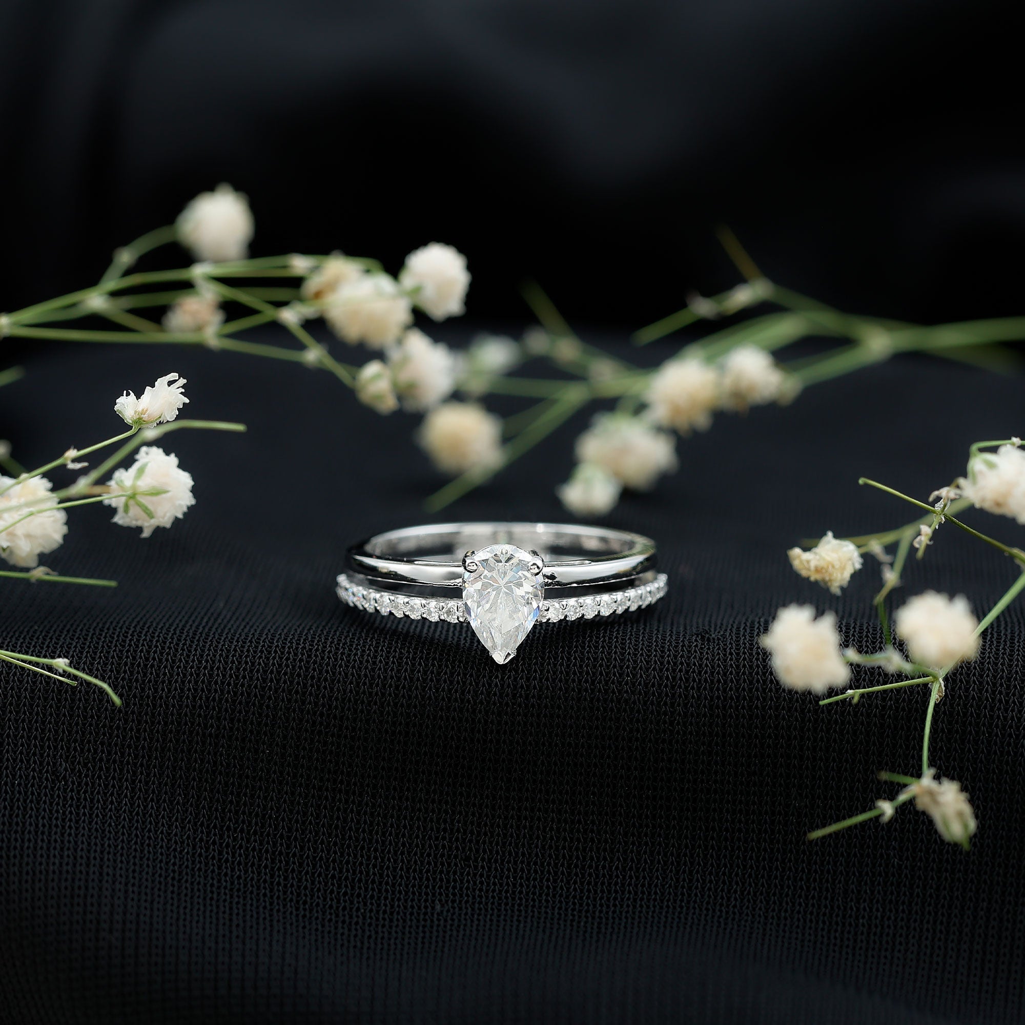 Lab Grown Diamond Pear Shaped Solitaire Engagement Ring