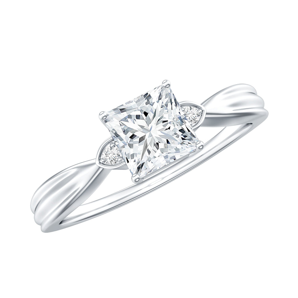 5 MM Princess Cut Lab Grown Diamond Solitaire Promise Ring