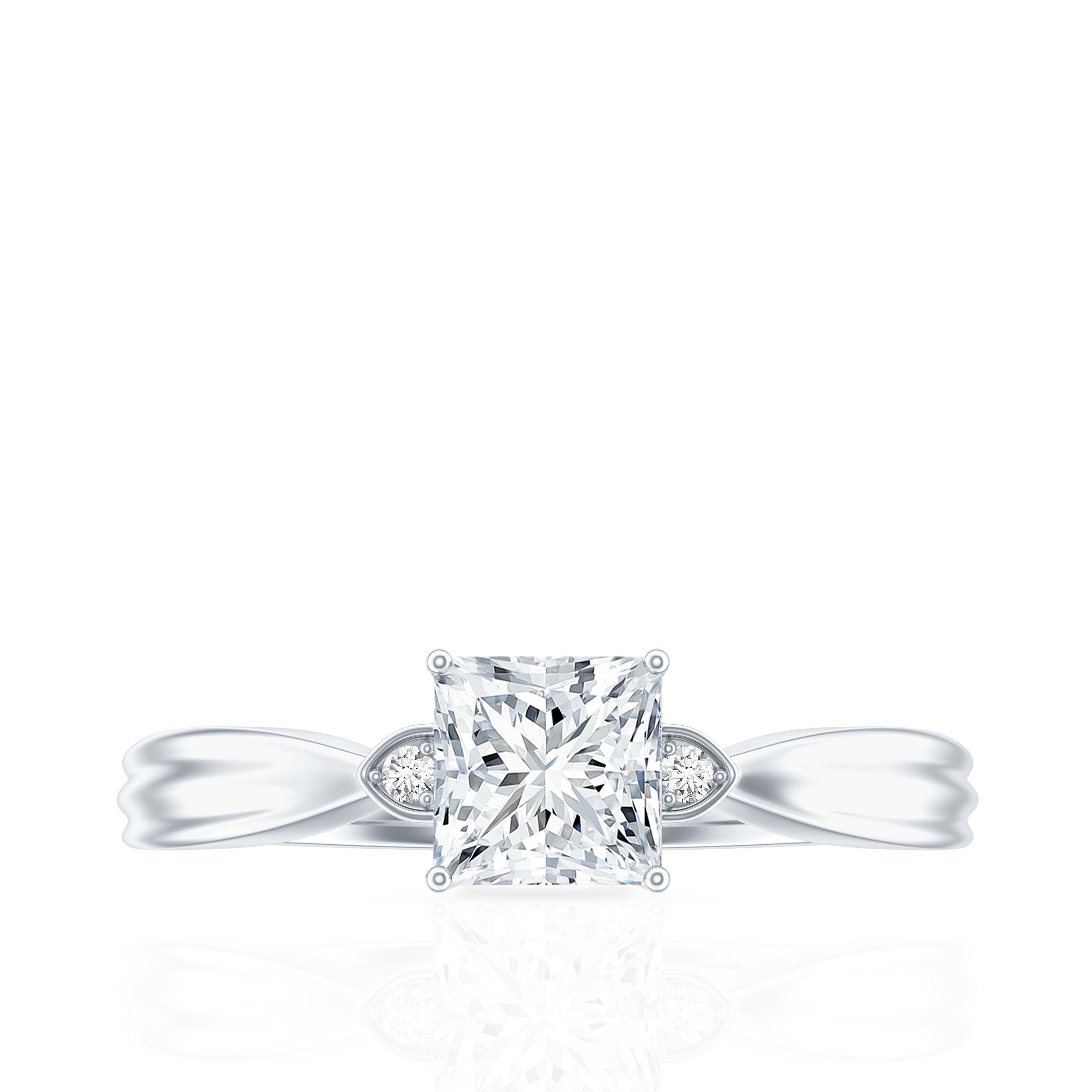 5 MM Princess Cut Lab Grown Diamond Solitaire Promise Ring