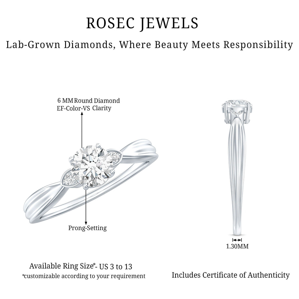 Certified Lab Grown Diamond 6 MM Solitaire Promise Ring