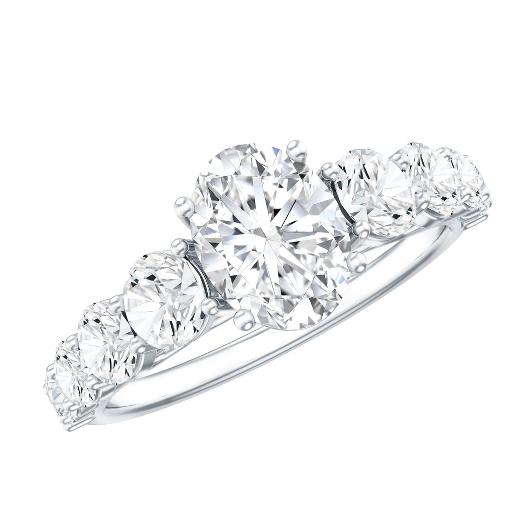 Lab Grown 1.2 Carat Diamond Oval Engagement Ring With Side Stones