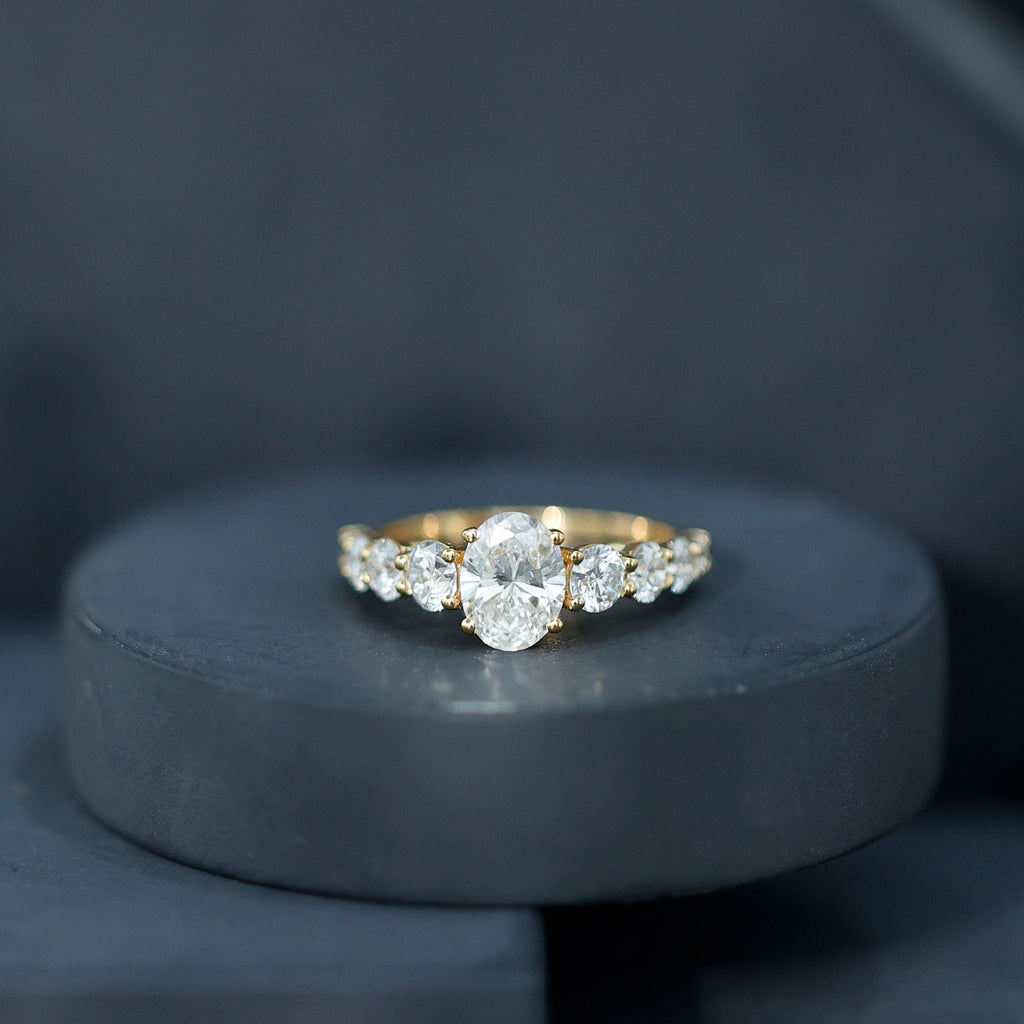 Lab Grown 1.2 Carat Diamond Oval Engagement Ring With Side Stones