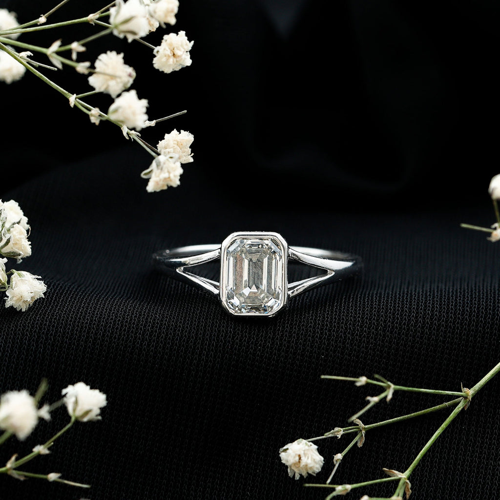 Certified 1.87 Carat Lab Grown Diamond Emerald Cut Engagement Ring