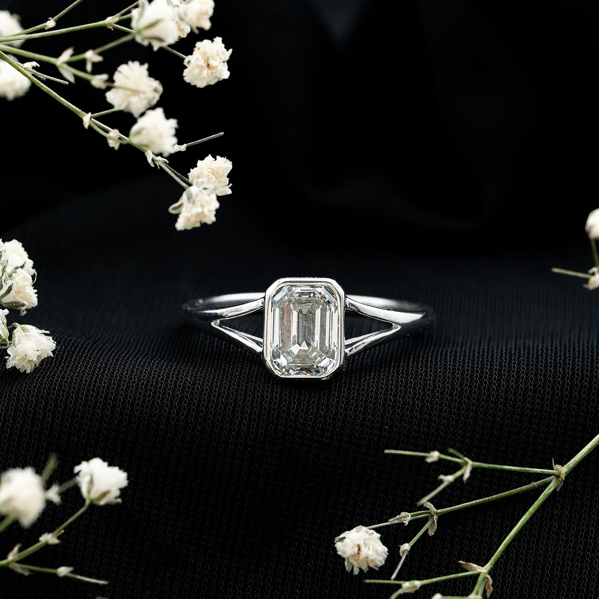 Certified 1.87 Carat Lab Grown Diamond Emerald Cut Engagement Ring