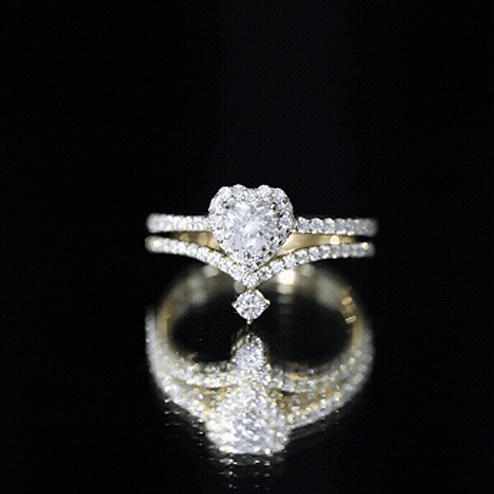 Certified 5 MM Lab Grown Diamond Heart Bridal Ring Set