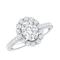 Lab Grown Diamond 1.2 Carat Oval Halo Engagement Ring With Side Stones