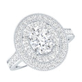 Certified 6X8 MM Oval Lab Grown Diamond Double Halo Engagement Ring