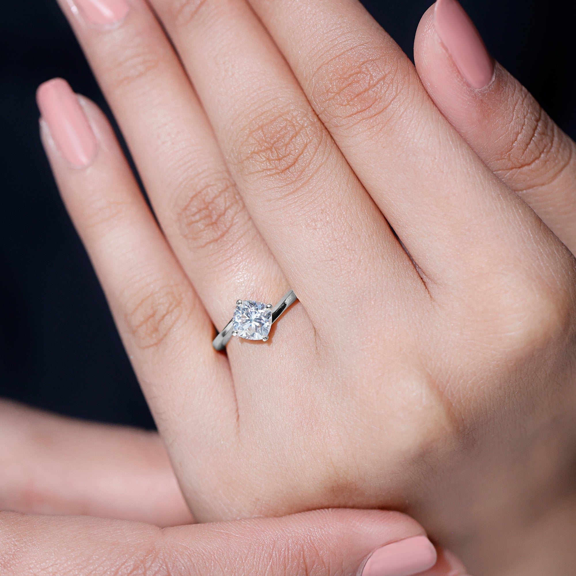 Certified 6 MM Cushion Lab Grown Diamond Solitaire Engagement Ring