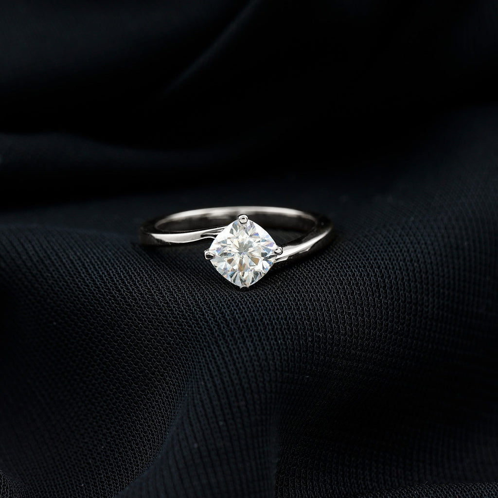 Certified 6 MM Cushion Lab Grown Diamond Solitaire Engagement Ring