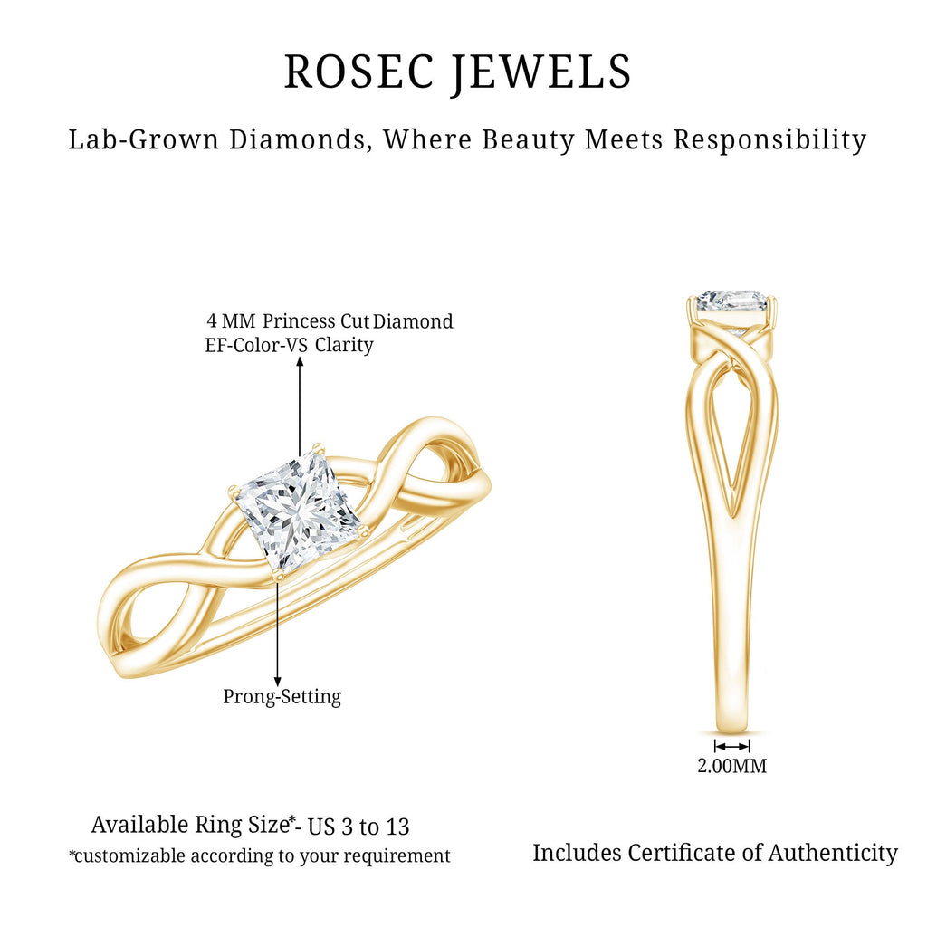 Certified Lab Princess Cut Diamond Infinity Promise Ring