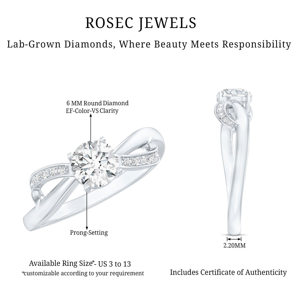Certified 6 MM Lab Grown Diamond Prong Set Twisted Engagement Ring