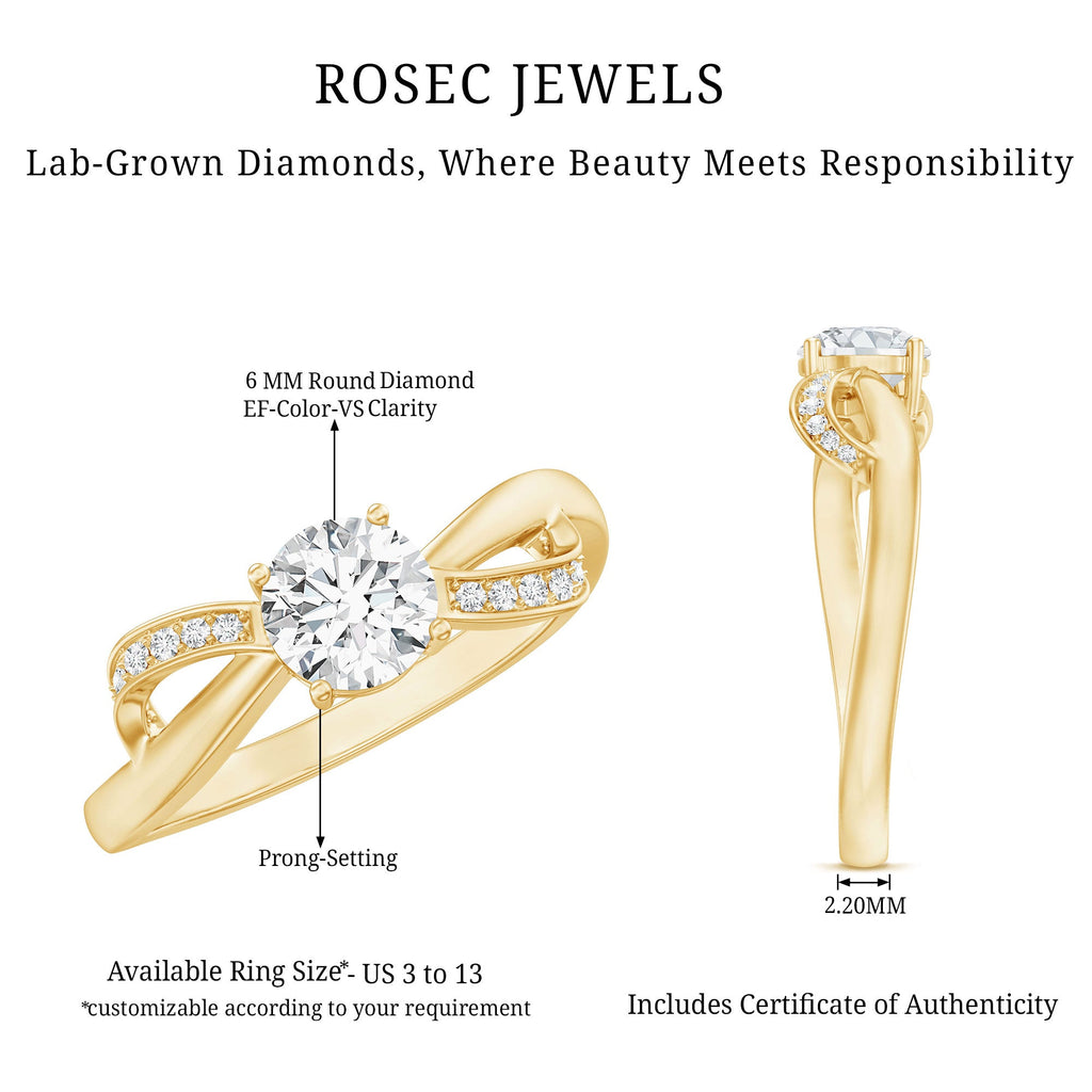 Certified 6 MM Lab Grown Diamond Prong Set Twisted Engagement Ring