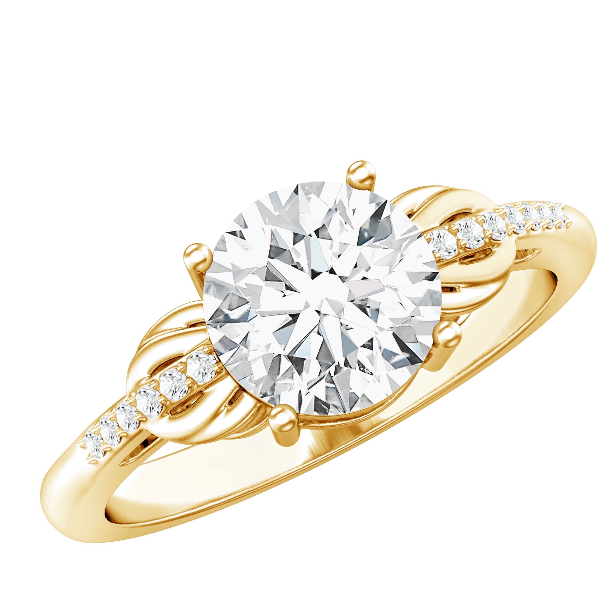 Certified 8 MM Round Lab Grown Diamond Unique Engagement Ring