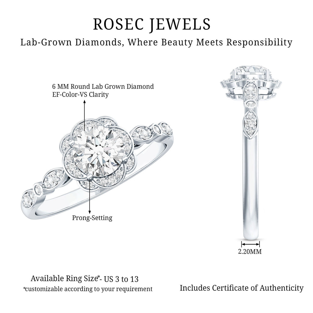 Certified 6MM Lab Grown Diamond Nature Engagement Ring