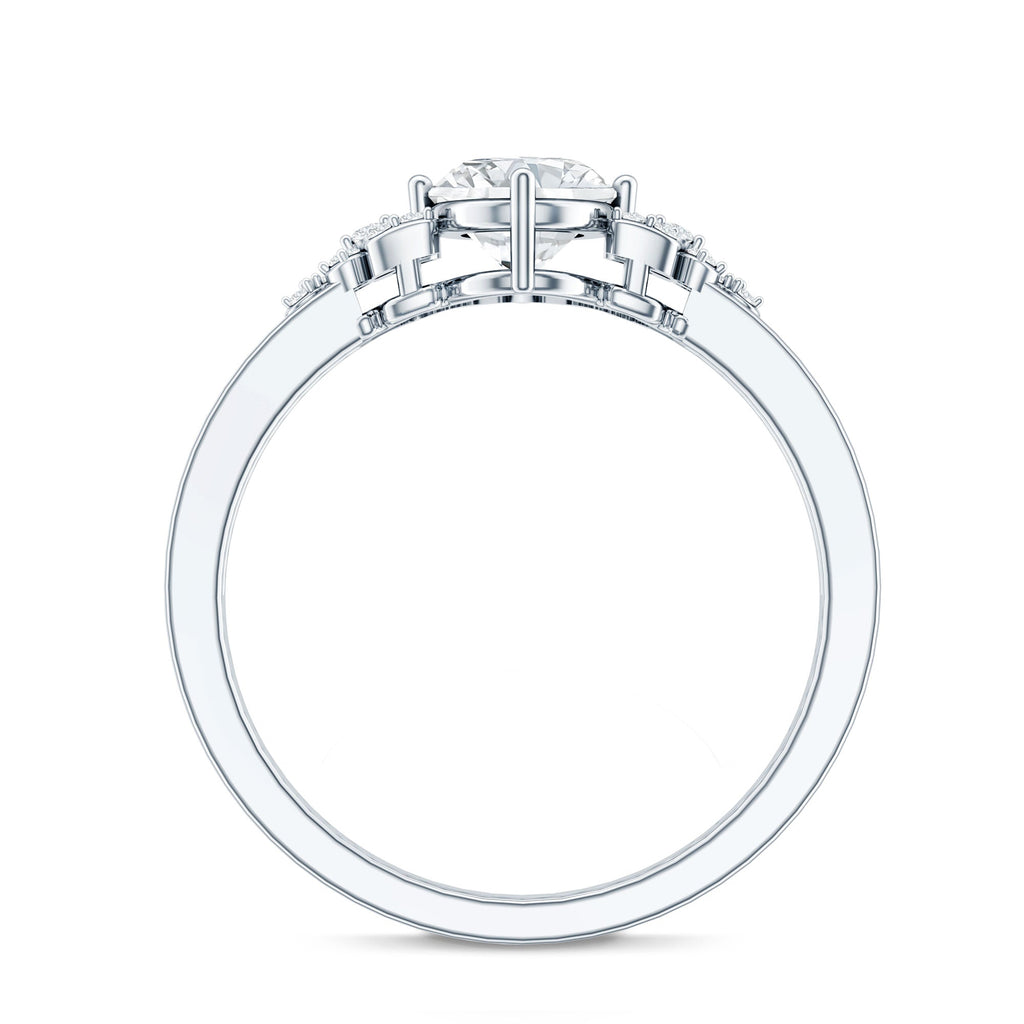 Certified 6X8MM Oval Lab Grown Diamond Designer Engagement Ring