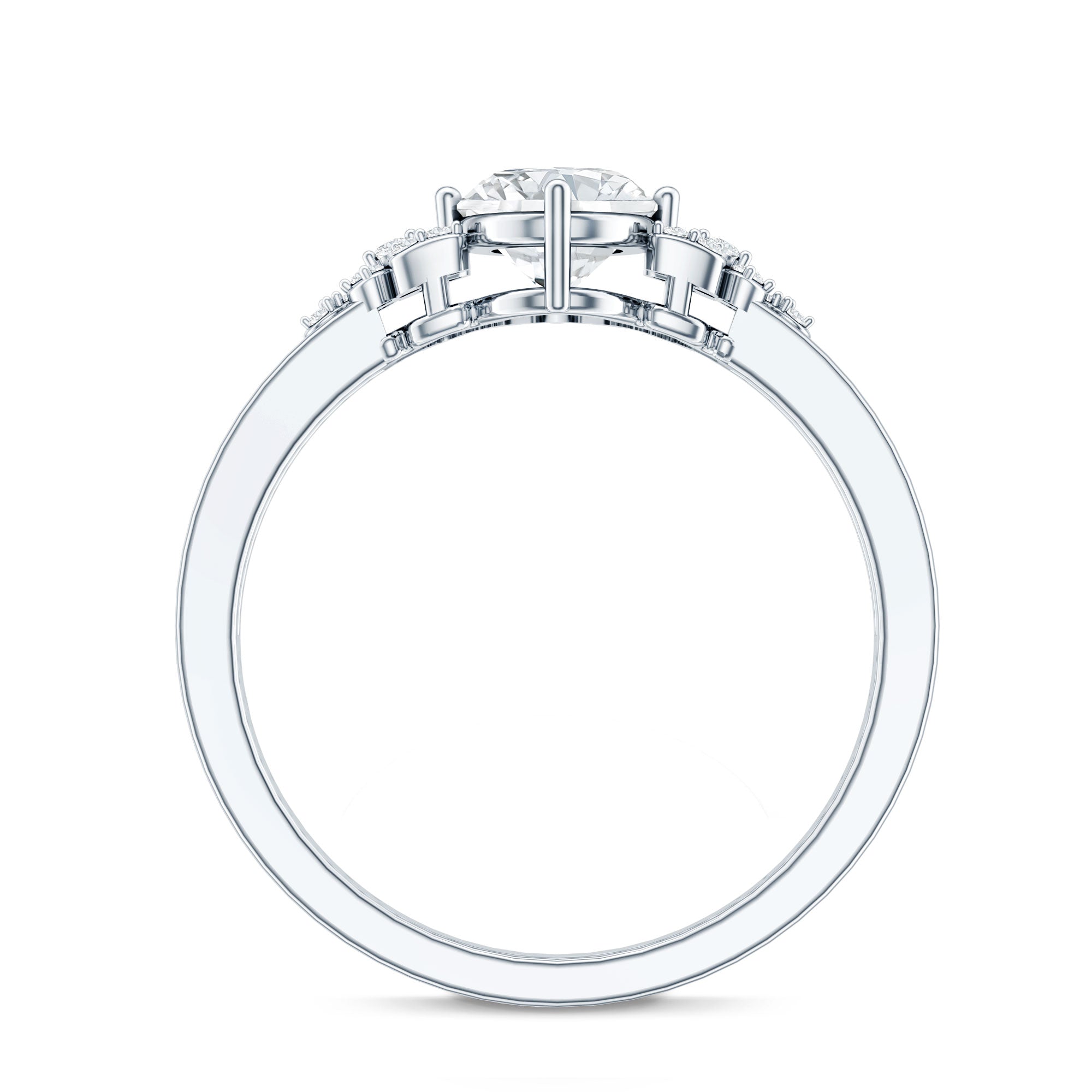 Certified 6X8MM Oval Lab Grown Diamond Designer Engagement Ring
