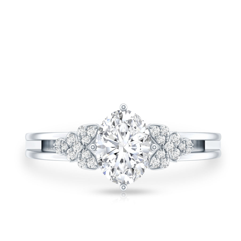 Certified 6X8MM Oval Lab Grown Diamond Designer Engagement Ring