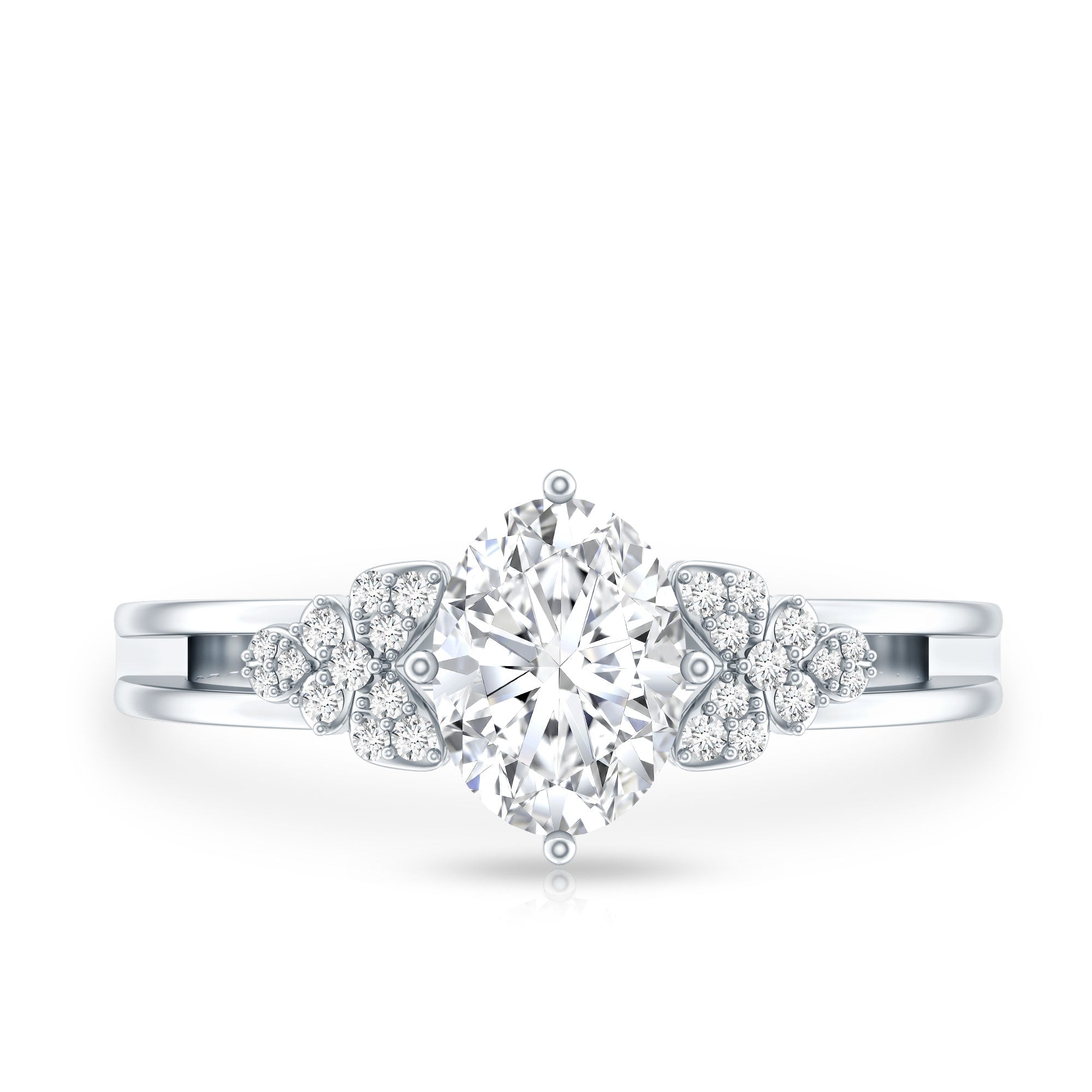 Certified 6X8MM Oval Lab Grown Diamond Designer Engagement Ring