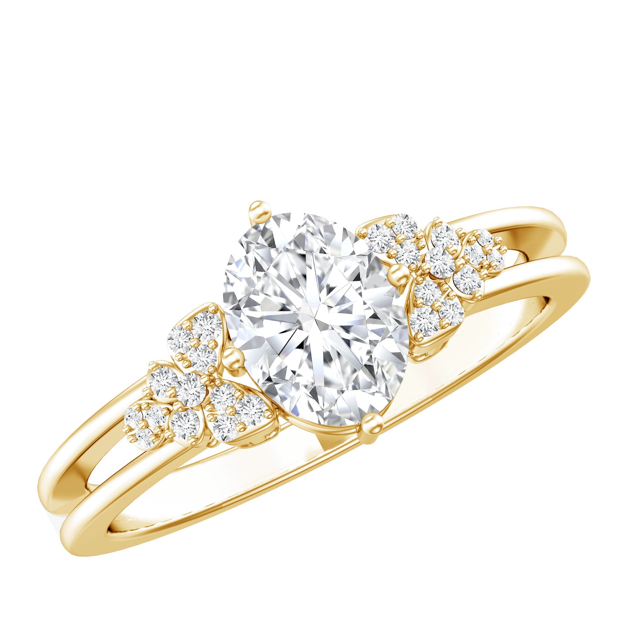 Certified 6X8MM Oval Lab Grown Diamond Designer Engagement Ring