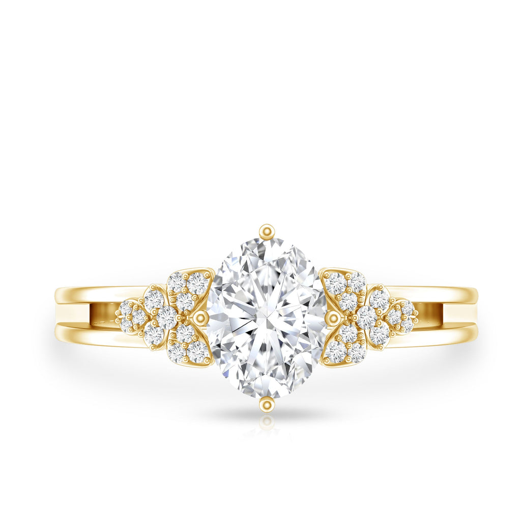 Certified 6X8MM Oval Lab Grown Diamond Designer Engagement Ring