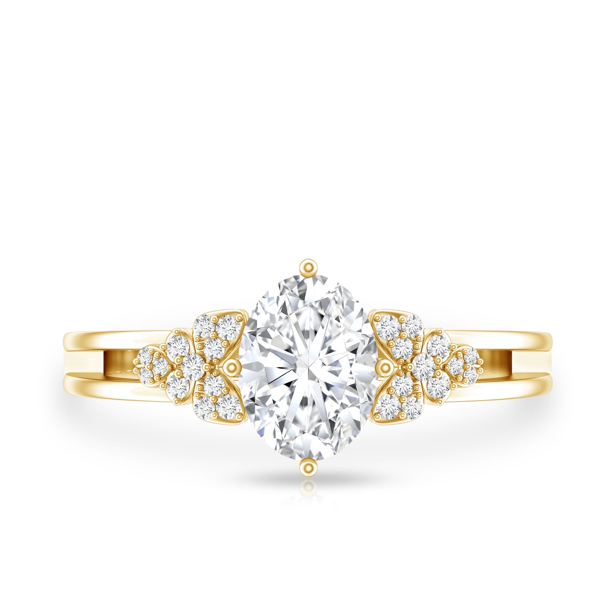 Certified 6X8MM Oval Lab Grown Diamond Designer Engagement Ring
