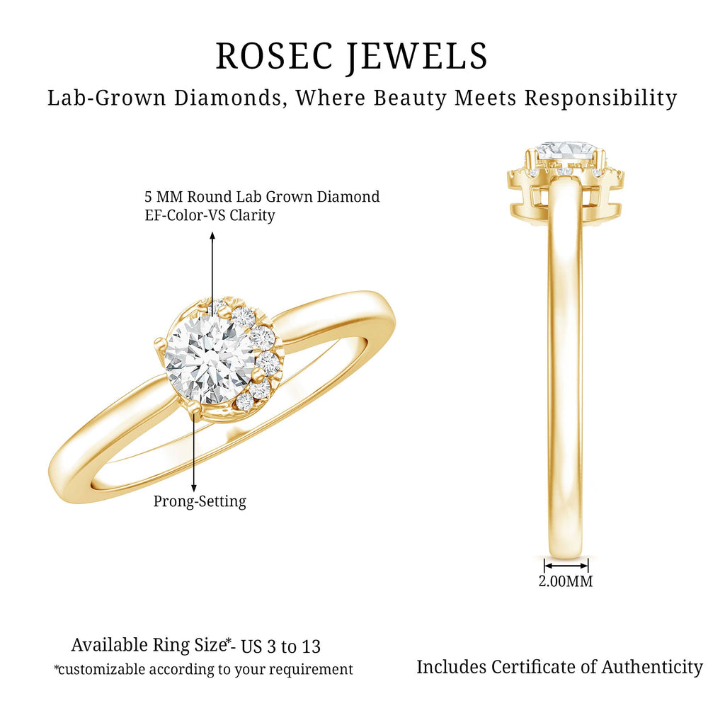 5 MM Certified Lab Grown Diamond Solitaire Promise Ring