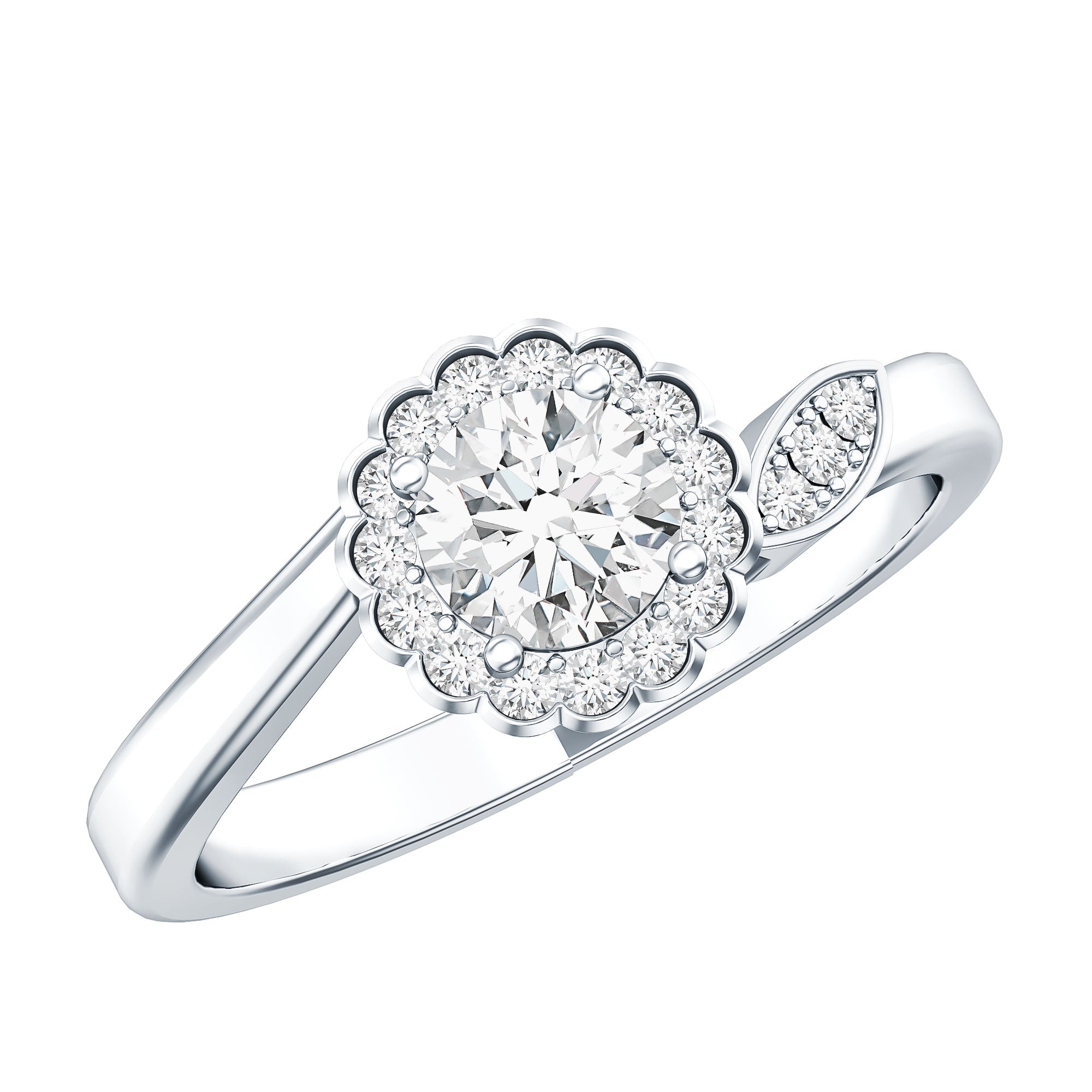 Certified 5 MM Lab Grown Diamond Floral Engagement Ring